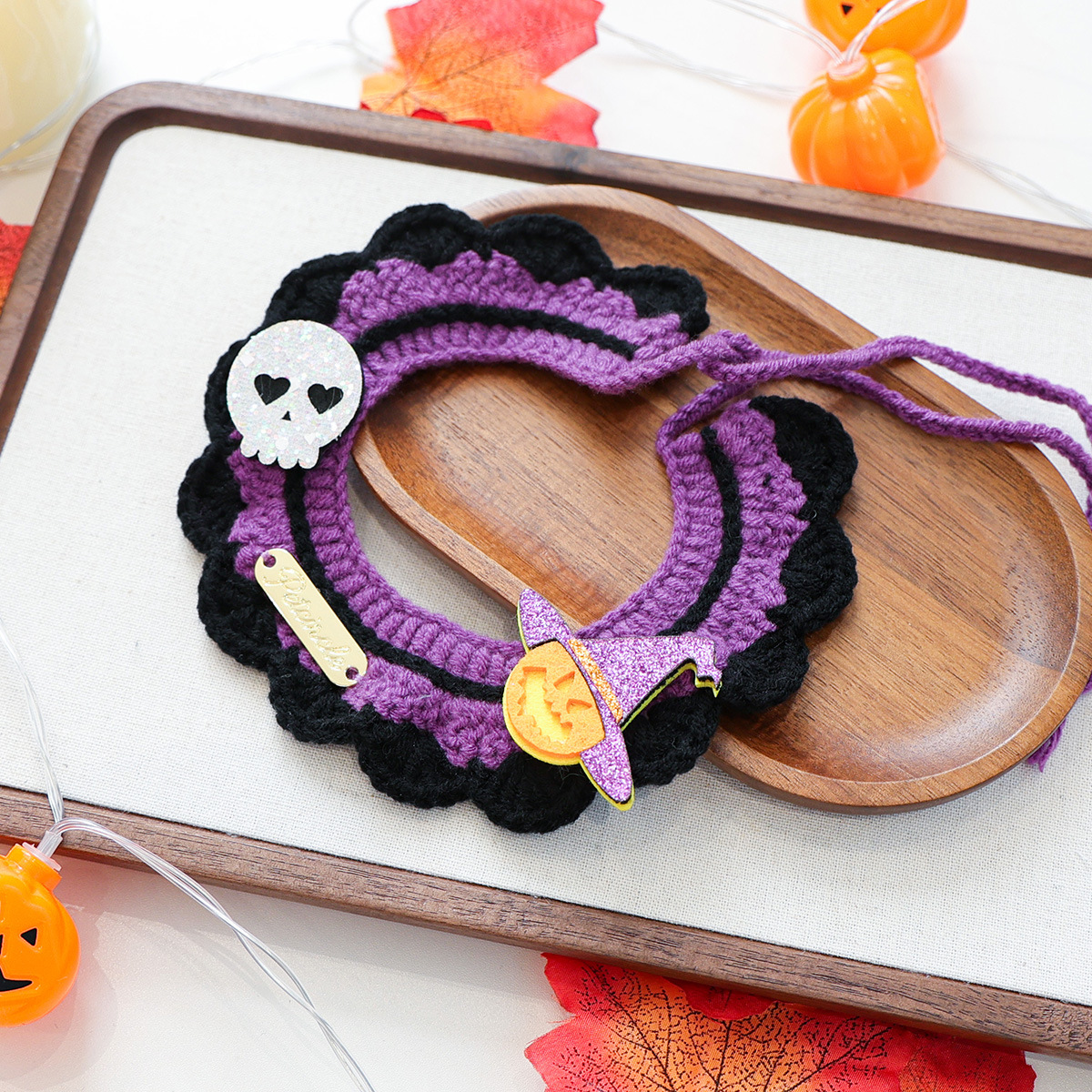 Pet Cat Dog Kerchief Halloween Cartoon Knit Scarf Cat Bib Pet Accessories — image 10