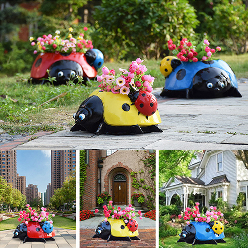 Seven-Star Ladybug Beetle Ornaments Outdoor Villa Garden Courtyard Flower Pot Decoration Garden Landscape Cartoon Animal Sculpture — image 1