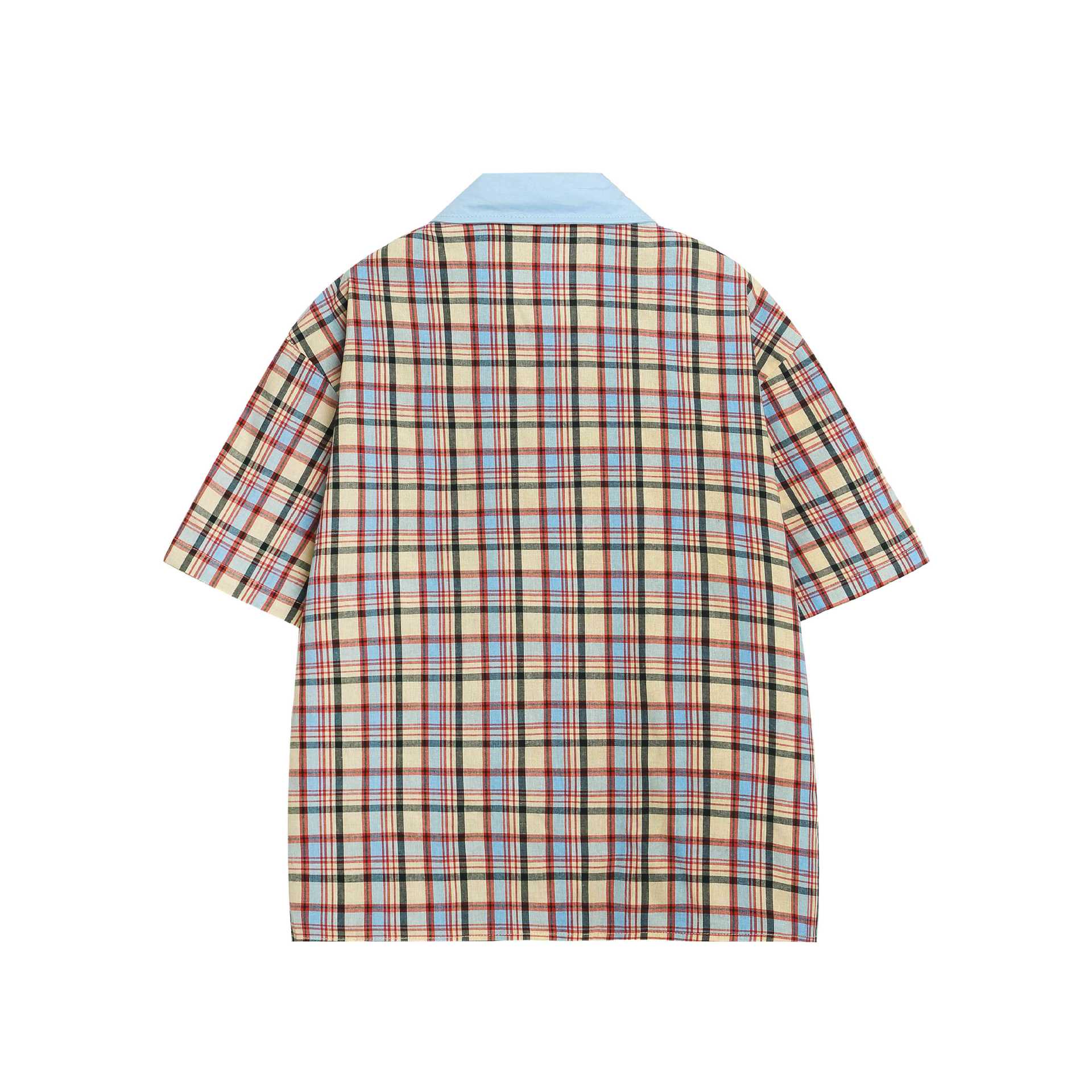 Cat embroidery plaid short sleeved shirt — image 3