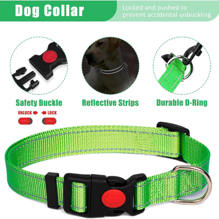 Dog Harness Collar And Leash Set - Dog Halter Harnesses Fits Small Medium Dogs Green-M — image 2