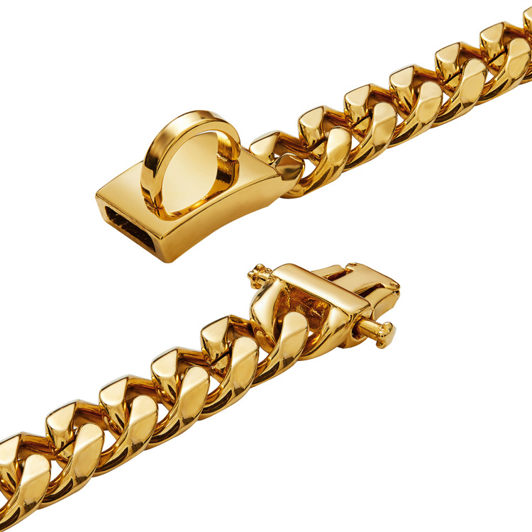 Gold Dog Chain Titanium Steel Six Side Grinding Chain Pet Dog Metal Collar — image 4