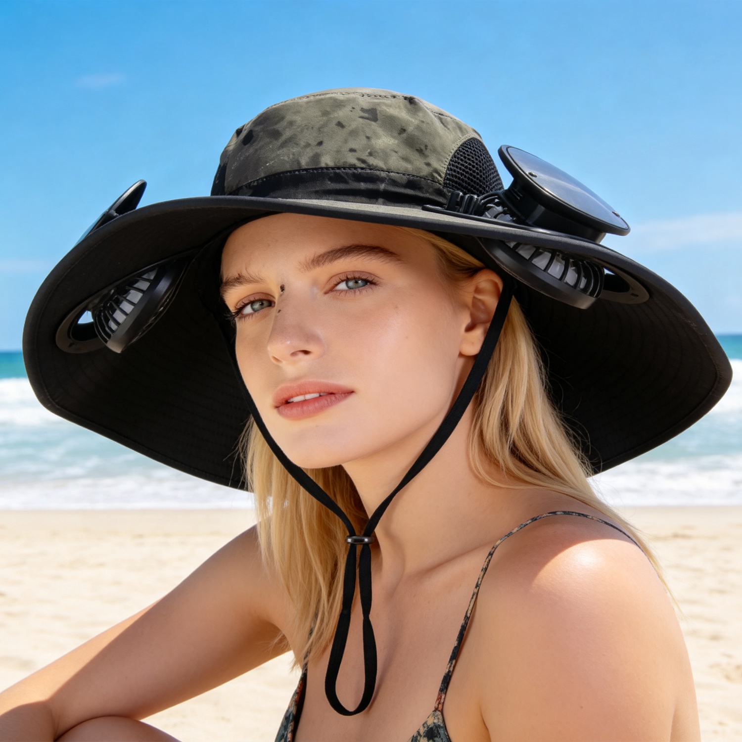 Sombrero con Ventilador Solar 2 en 1 UPF50 Sombrero para el Sol con Ventiladores, Sombrero de Pesca de Ala Ancha con Cubrecara y Protector de Cuello, Carga USB Solar Para Senderismo, Jardinería, Trabajo al Aire Libre — imagen 17
