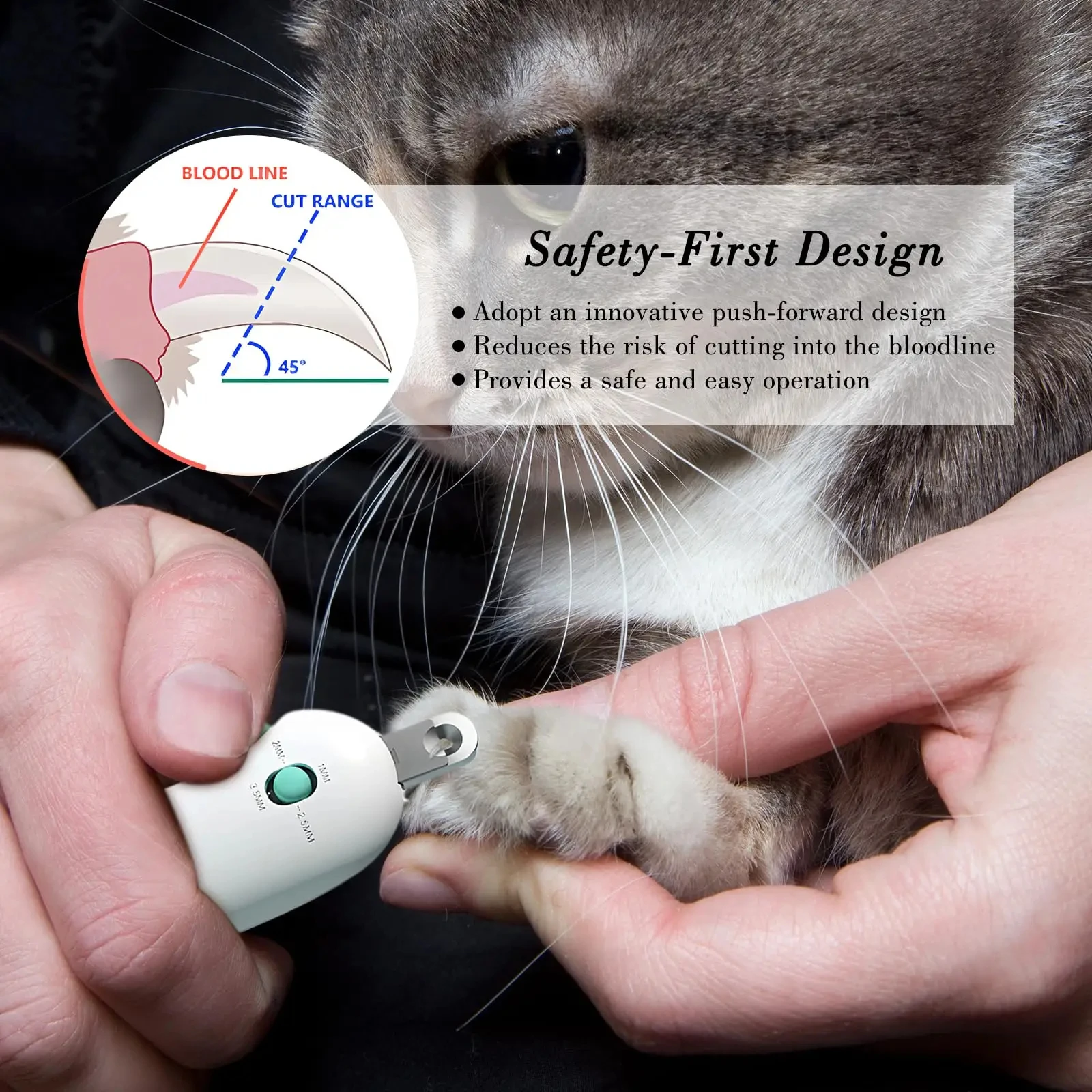 Cortaúñas para Gato con Orificio Ajustable, Evita Cortes Excesivos, Herramienta de Aseo Profesional Ajustable para Mascotas — imagen 2
