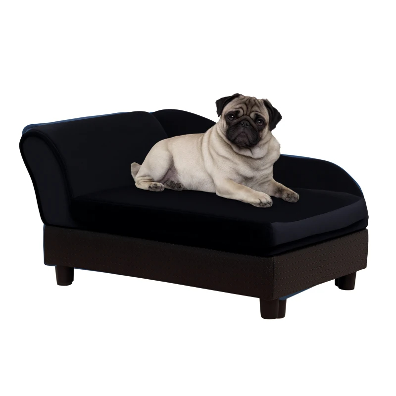 PawHut Pet Sofa Bed Couch With Storage, Pet Sofa For Cats And Small Dogs, Black — imagen 2