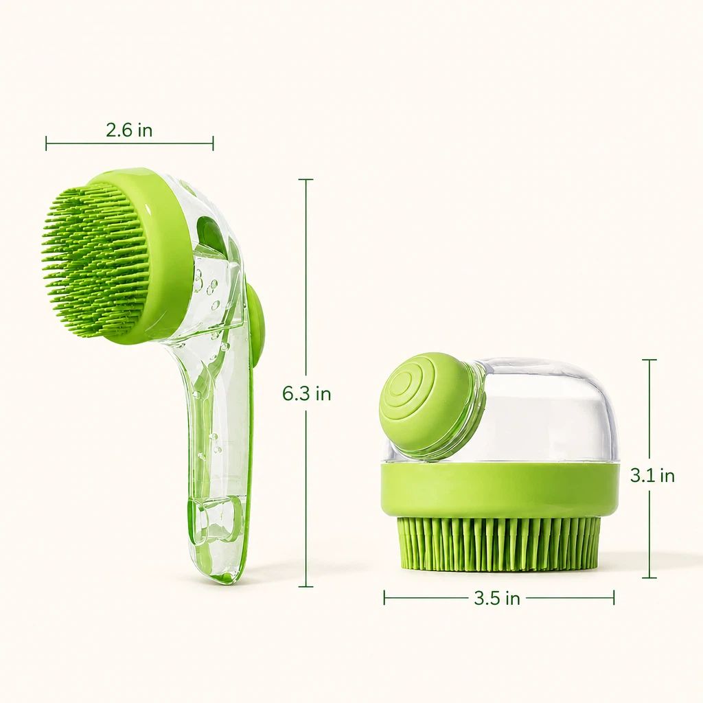 2 Pack Long & Short Handheld Dog Cat Shower Brush With Liquid Dispenser, Soft Silicone Grooming Brush For Pet Bathing & Massage — image 4