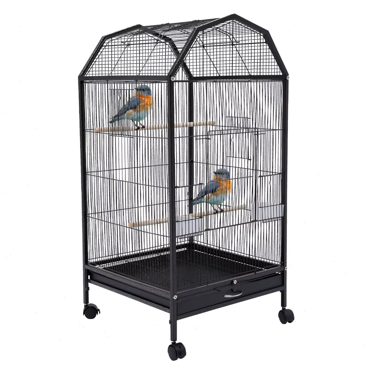 Caja para loros, granja de pájaros con estructura metálica resistente, visión total de 360°, anti-rusto y no tóxico, amplio 46x46x101.5 cm para amorí, canario — imagen 7