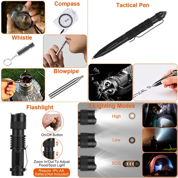 125Pcs Survival Kits Professional Emergency Survival Gear Tactical First Aid Kit Supplies For Outdoor Adventure Camping Hiking Hunting — image 6