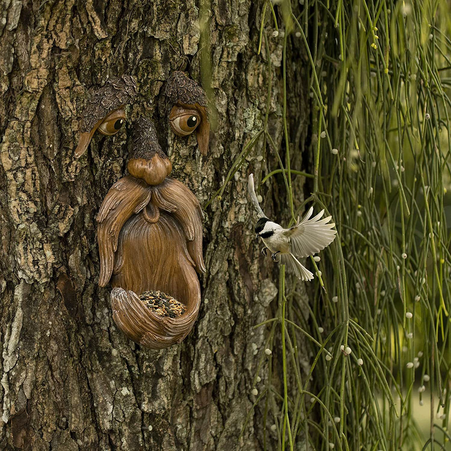 Garden Creative Decoration Outdoor Bark Monster Bird Feeder Wall Decoration Pendant Resin Crafts — image 3