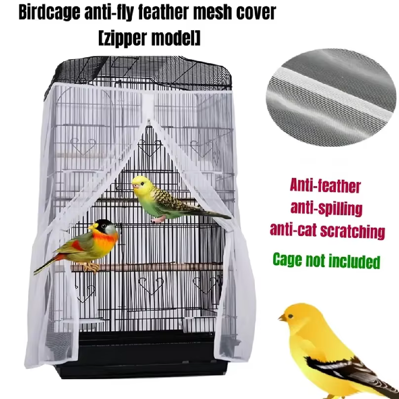 Cubierta de Red para Jaulas de Loros con Cierre de Zip, Diseño Respirable para Decoración de Hogar — imagen 2