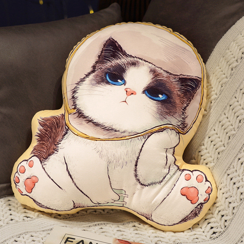 New Cute Double-Sided Printing Cat Pillow Plush Cat Pillow Home Pillow Zipper Removable And Washable — image 4