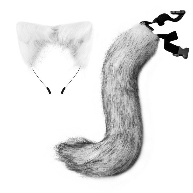 Accesorio de cola de zorro falsa para disfraces de Halloween con orejas de gato y cinta para el cabello — imagen 10