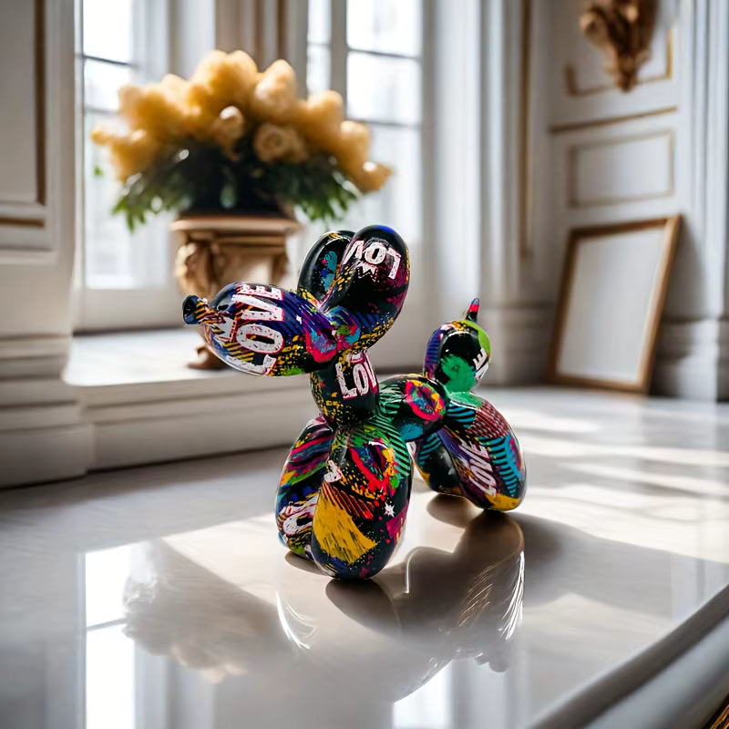Resin LOVE Balloon Dog Statue, Hip-Hop Art Decor, Alphabet Animal Theme, Indoor & Outdoor Ornament for Valentine'S & Mother'S Day