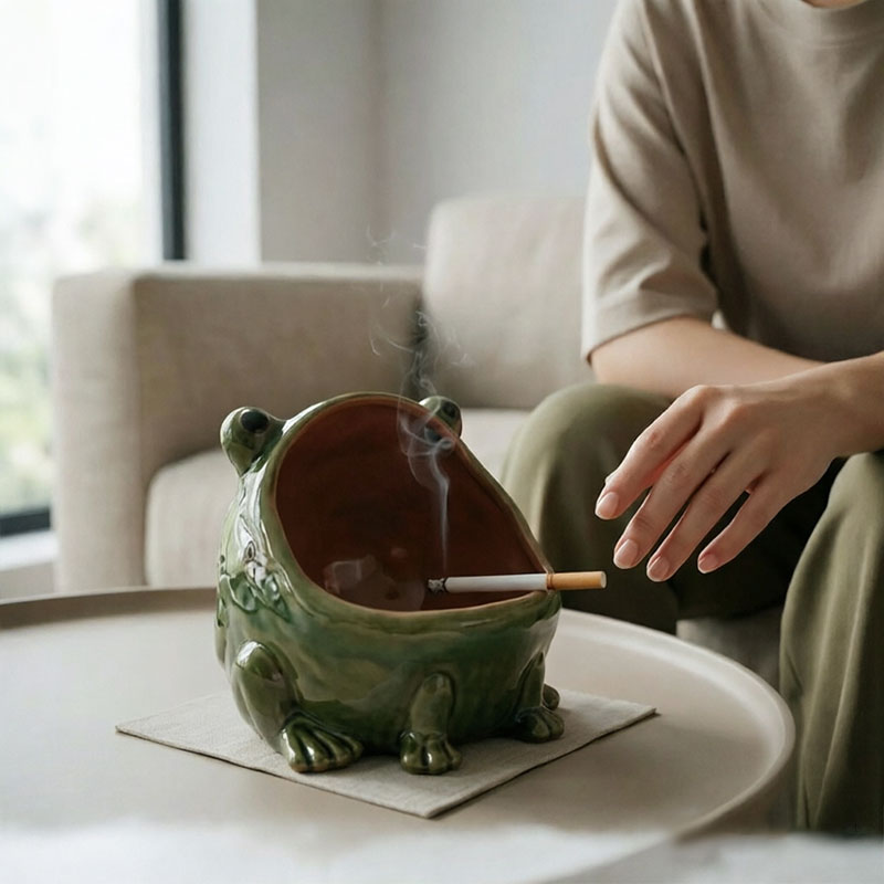 Cute Ceramic Frog Storage Bowl – Animal Figurine Key Candy Organizer, Home Desktop Decor — image 3
