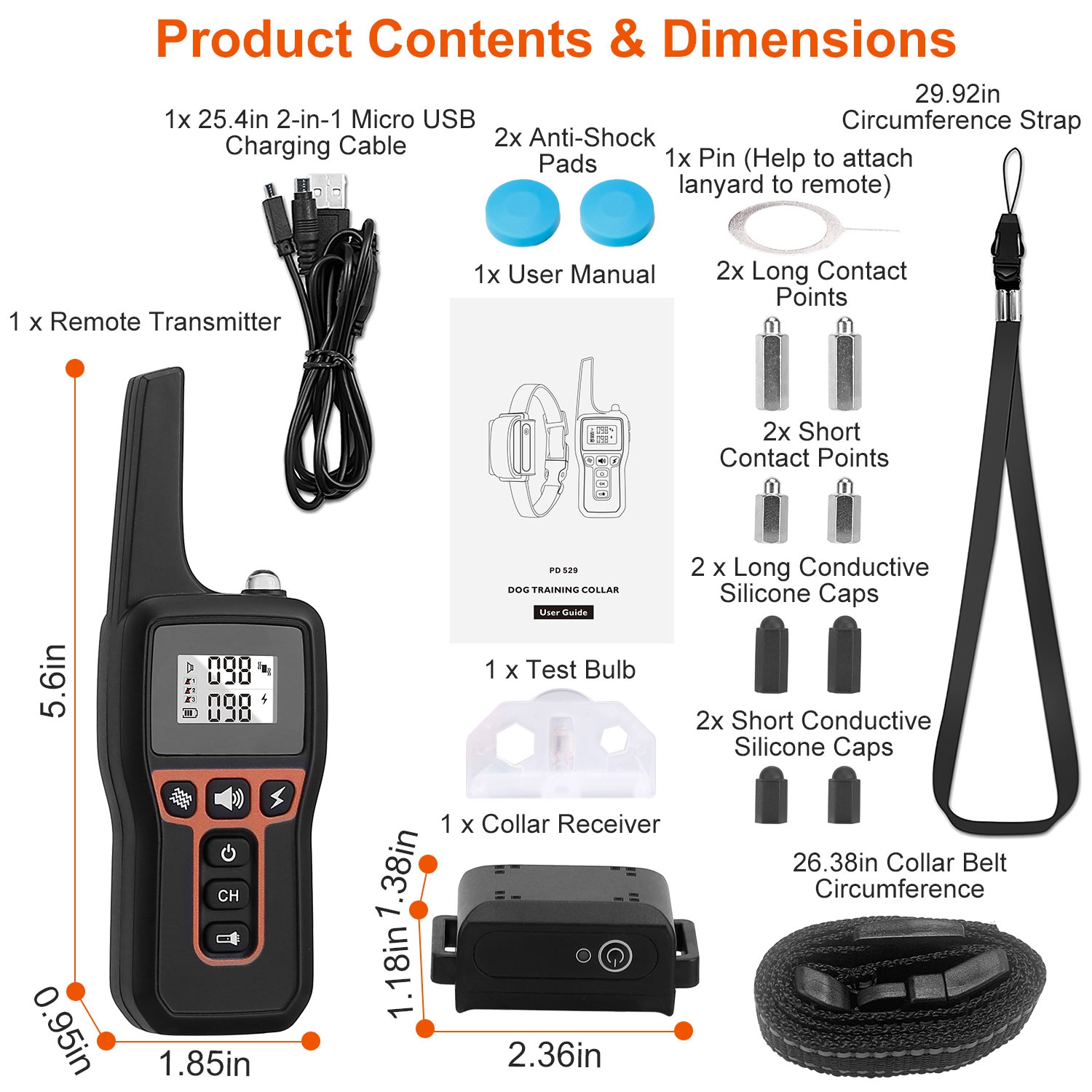 Collar de Entrenamiento Solo - Opción para Collar Completo: 3280FT Collar de Perro IP67 Impermeable con Sonido, Vibración y Corrección Eléctrica — imagen 3