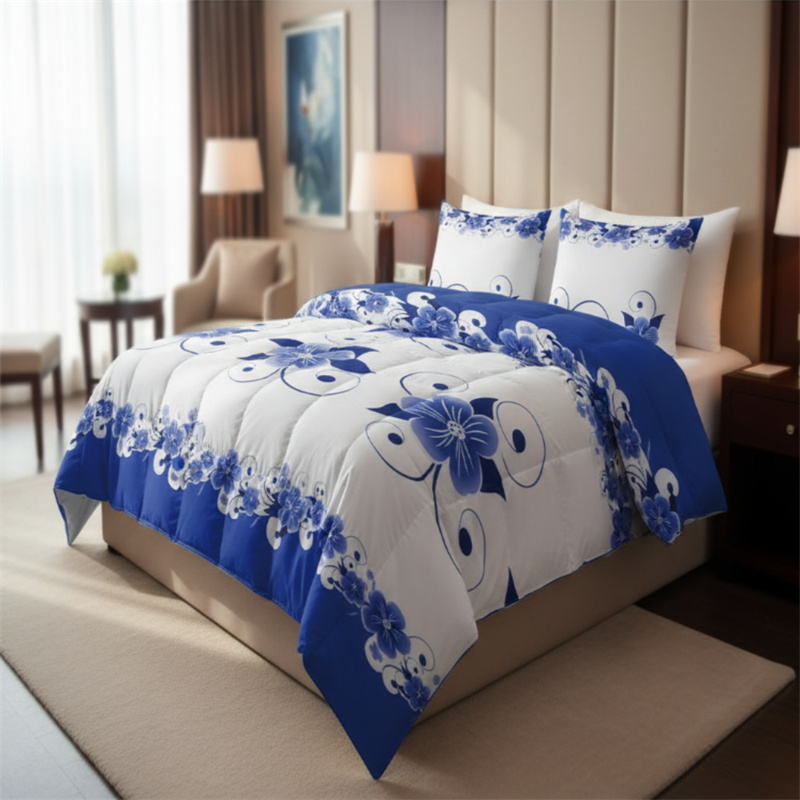 Conjunto de 3 Piezas de Cubierta de Duvet, Diseño de US Azul y Blanco Florales Botánicos Impresos en Alta Densidad, Con Cierre de Corcheta y Cordones de Esquina, Materiales de Cama Amigables con Mascotas — imagen 16