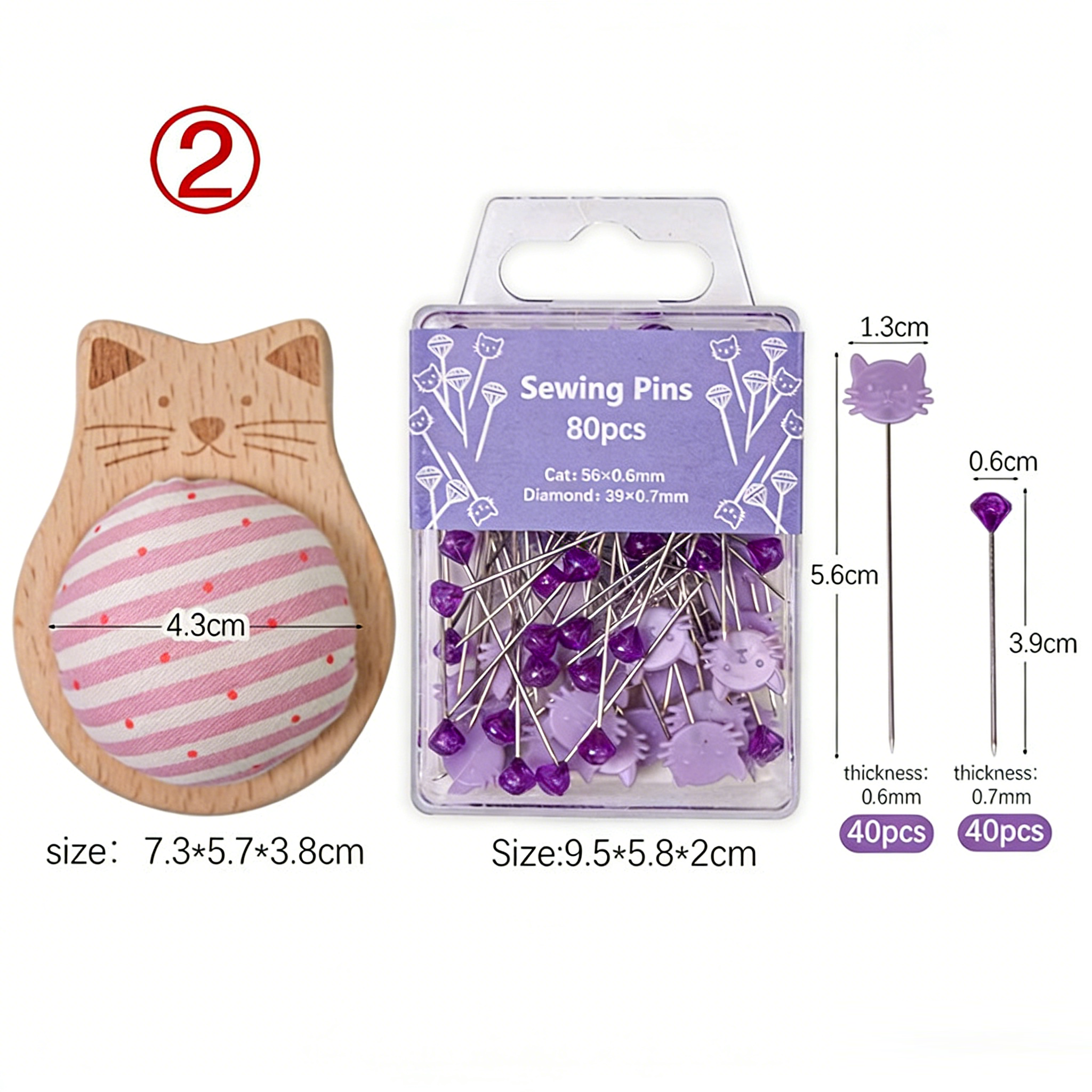 80 Piezas de Alfileres de Posicionamiento con Diamante para Gatos, Costura Manual, Patchwork, Alfileres Fijadores para Posicionamiento de Prendas — imagen 2