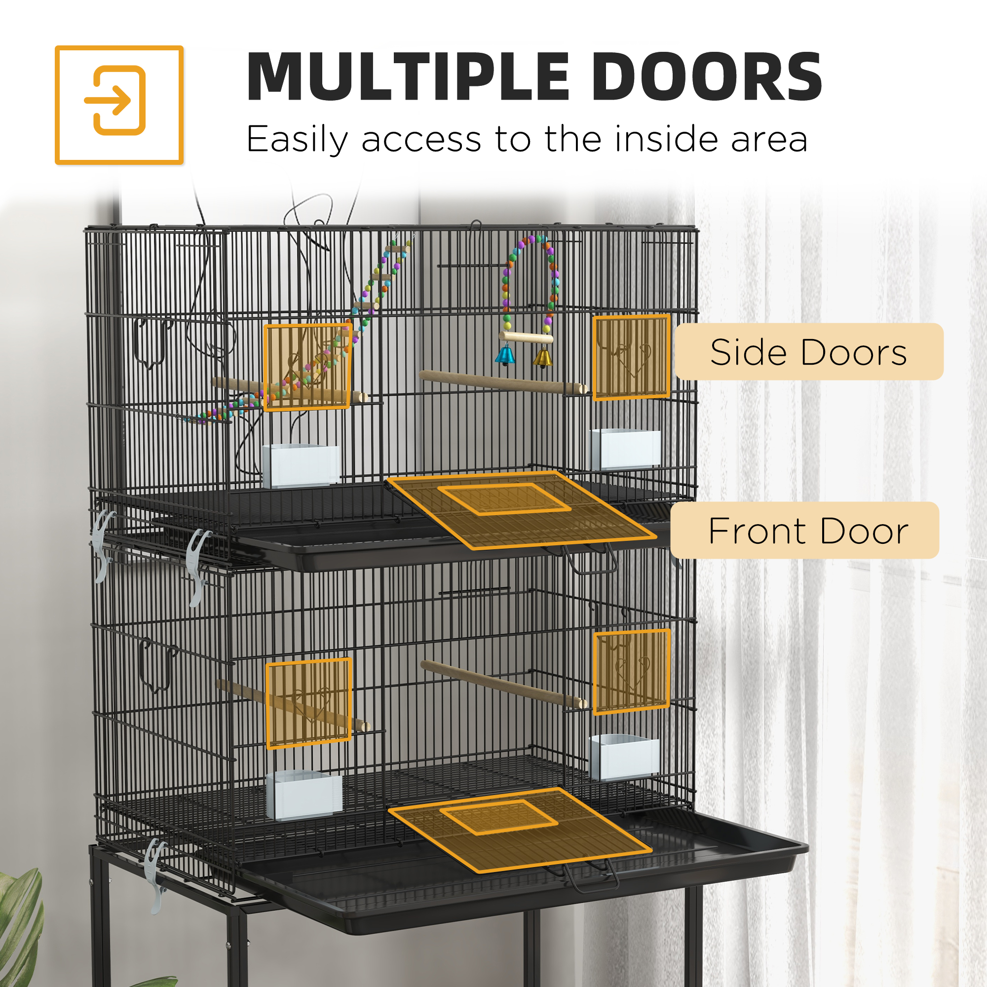 Caja de Pájaros Doble con Ruedas y Soporte, para Canarios — imagen 2