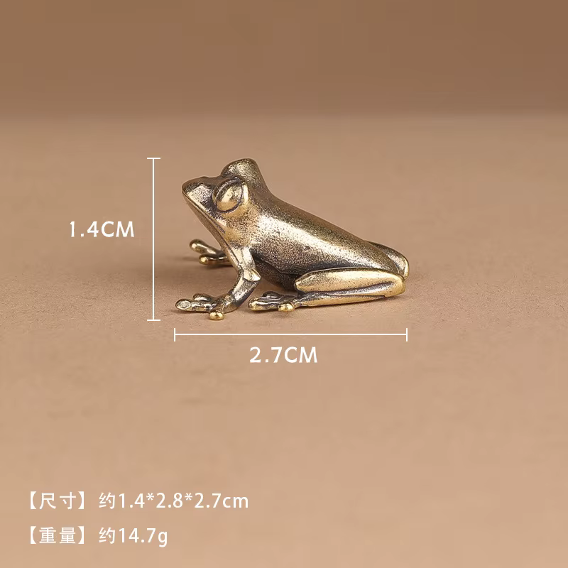 Miniaturas de Rana de Bronce Retro Pequeñas Figuras Animales Decoración para Hogar Ornaments de Oficina — imagen 4