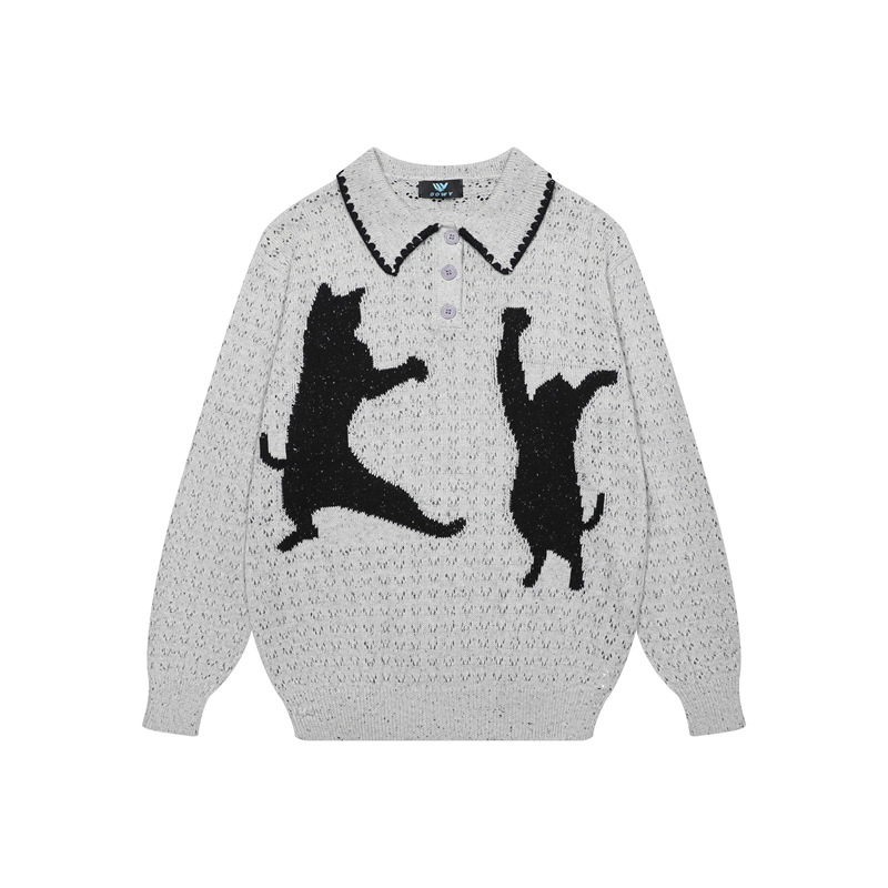 Colorful cat jacquard sweater — image 1
