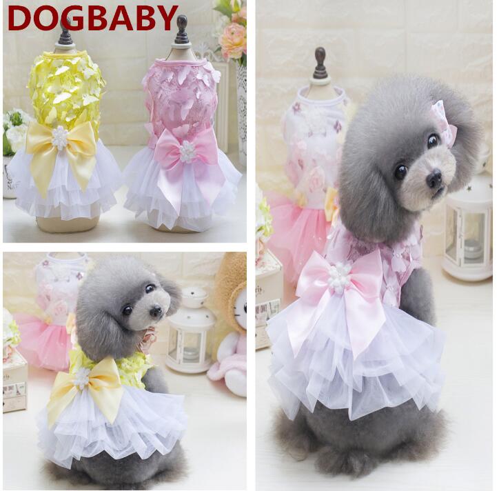 Pet Girl Dog Princess Dress Rose Flower Diamond Formal Wedding Dress Bowknot Small Dog Tutu Skirts Birthday Party Costume — image 1