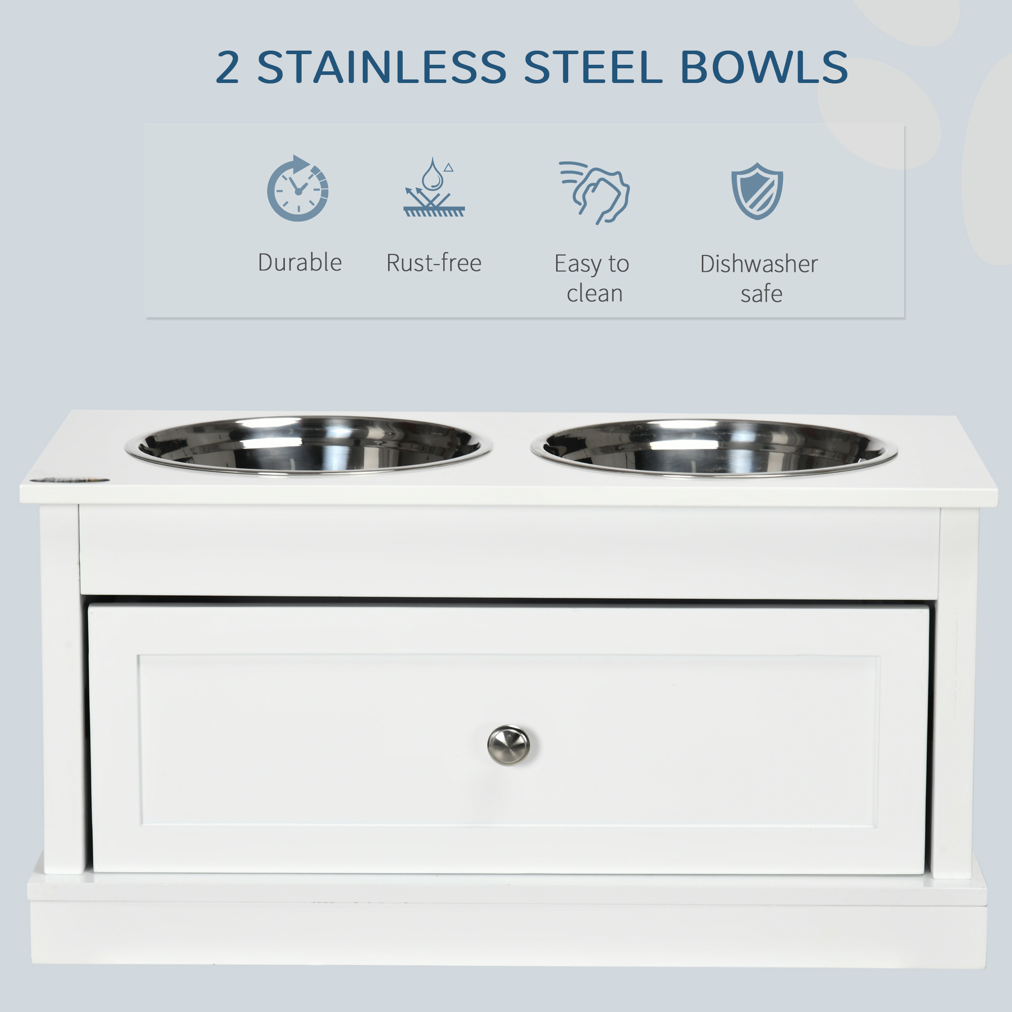 Bolsas de Alimento para Perros Elevadas con Caja de Almacenamiento de 11L, Soporte para Comida y Agua de Perro con Caja, Blanco — imagen 4