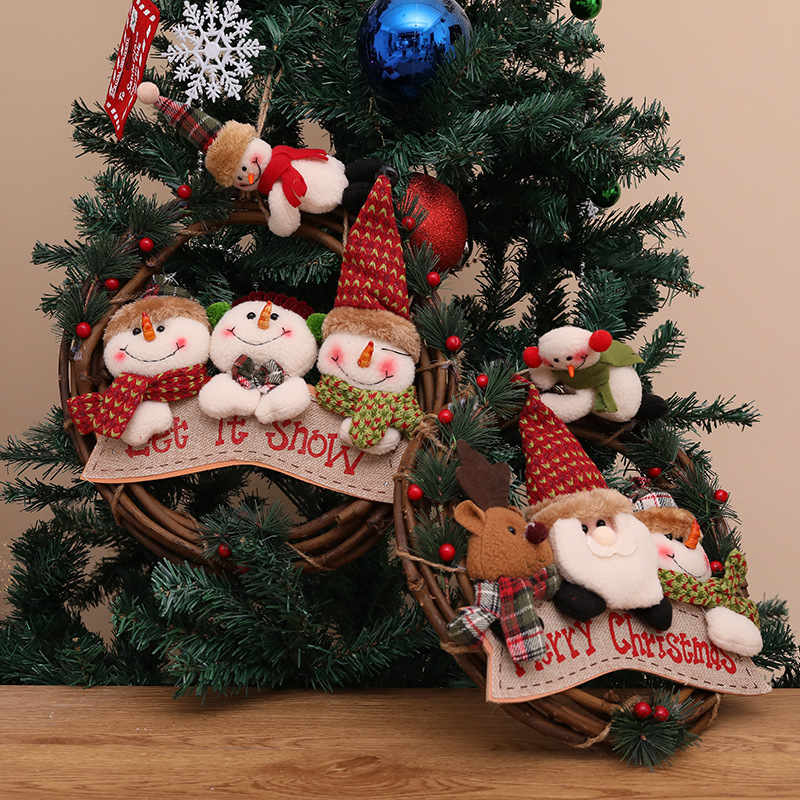Christmas Vine Wreath Decoration Snowman Elderly Elk Vine Circle Pendant Scene Decoration Supplies — image 4
