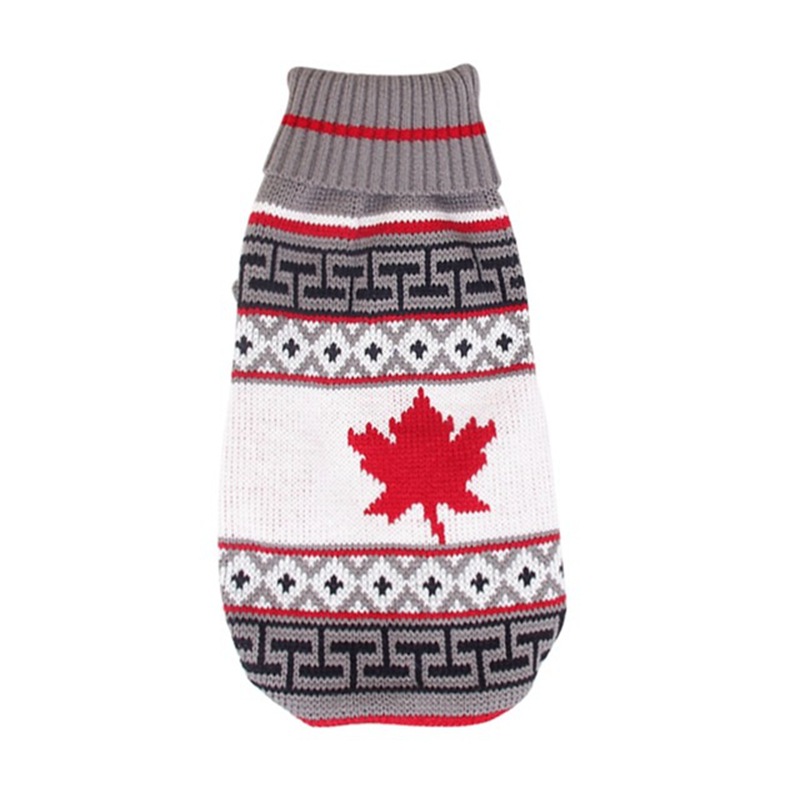 Christmas reindeer maple leaves snowflakes holiday pet clothes high necked knitted sweaters dog and cat clothing jackets — image 11