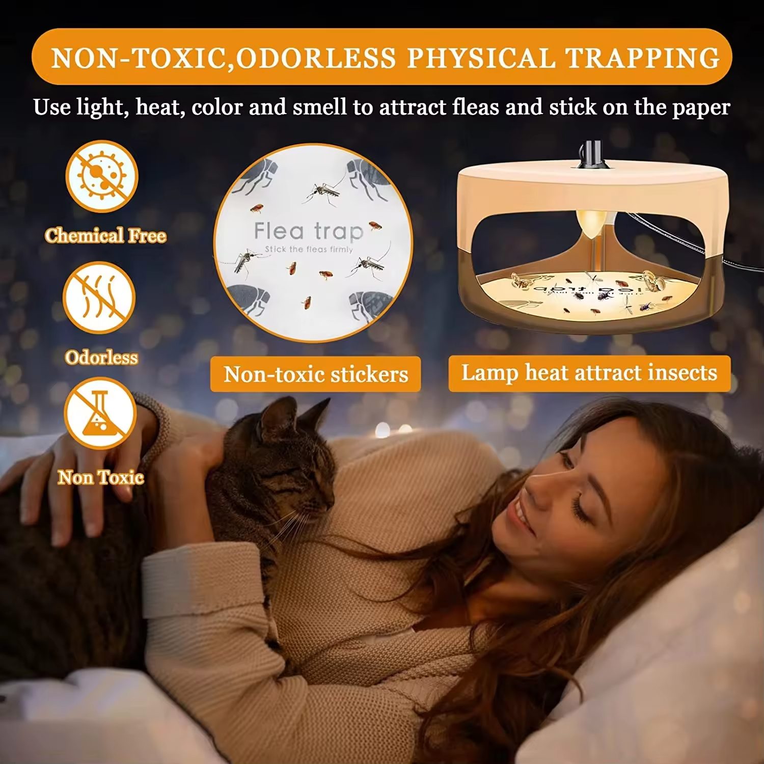 Flea Killer Trap with 2 Glue Discs Pad Bed Bug Trap Light Bulb Safe for Children Pet Dog Cat Best Control for Home House Inside — image 4