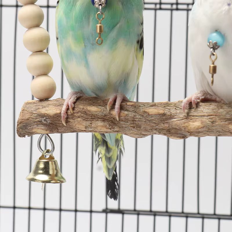Wooden Bird Swings Training Toy with Hanging Bell for Cockatiels Parakeets Cage Accessories Birdcage Parrot Perch Stand Play Gym — image 3