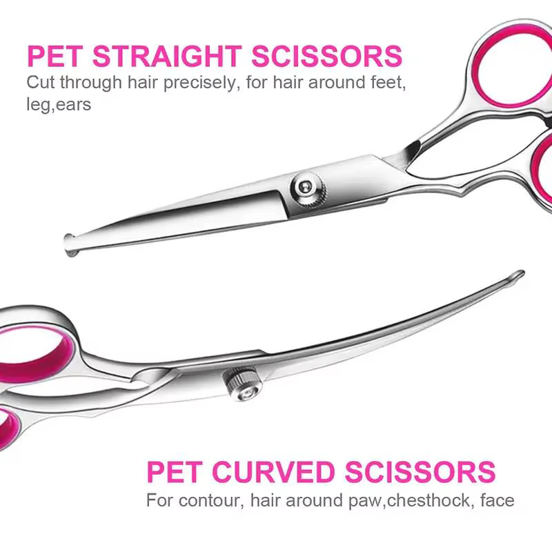 4pcs Premium Titanium Coated Dog Grooming Scissors with Safety Round Tips - Professional Grade Kit for Precise and Safe Trimming — image 3
