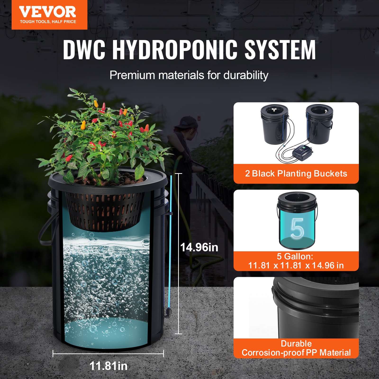 Sistema de Cultivo Hidropónico DWC 5 galones, Con Kit de Gotero Superior y Materiales Resistentes — imagen 5