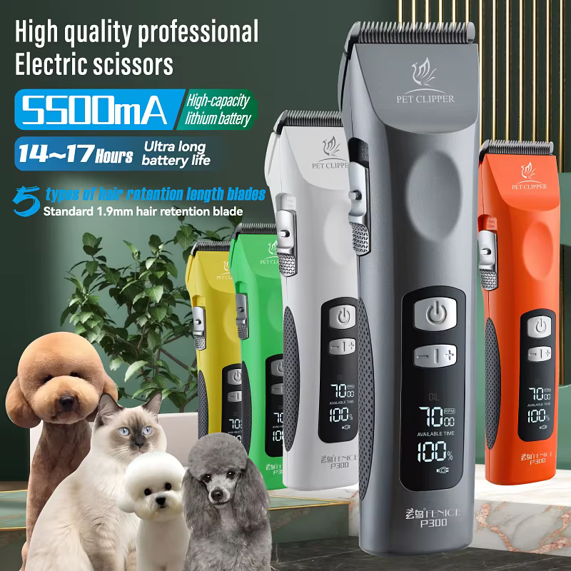 Fenice Cordless Rechargeable Pet Clipper Low Noise Professional Pet Hair Cutting Machine Grooming Trimmer Shaver Kit for Animals — image 2