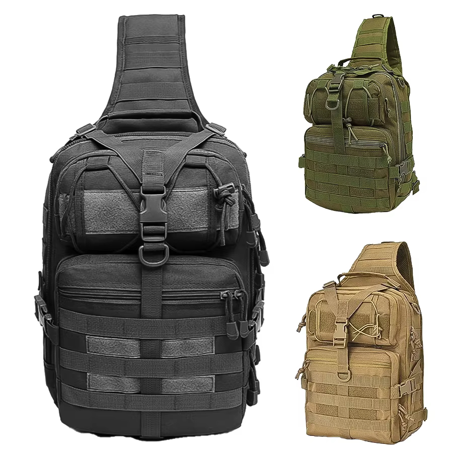 Bolsa de Hombro Único para Entrenamiento Al Aire Libre Gran Tamaño Bolsillo de Pecho Impermeable Tela de Lino Oxford Camuflaje Fotografía Bolsa Cruzada — imagen 1