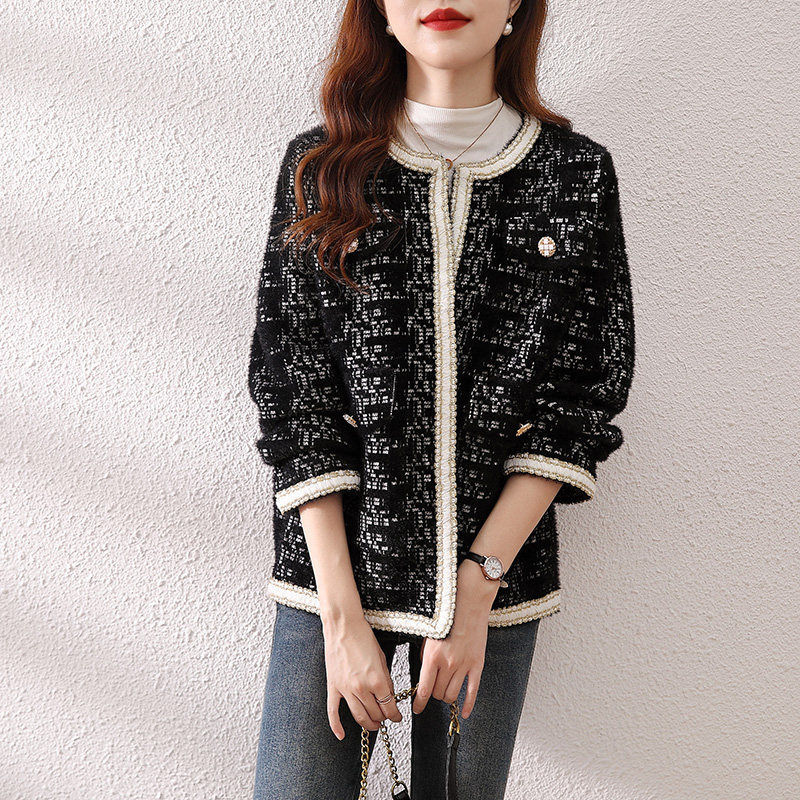 Round neck mink fur sweater jacket for women — image 7