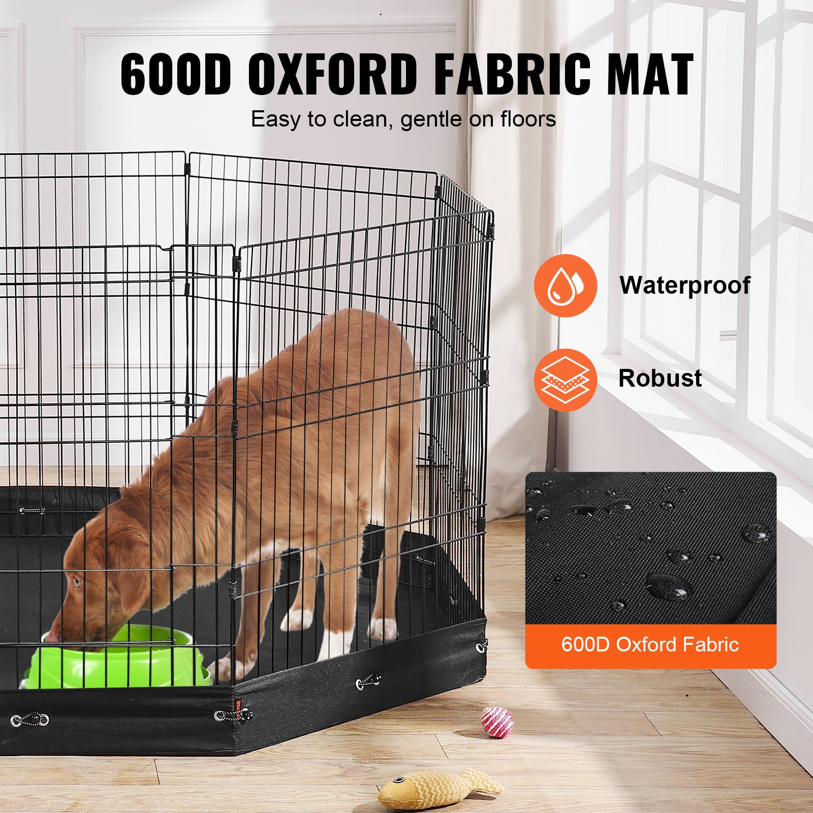 Jaula de Ejercicio para Perros 8 Paneles Reutilizables Metalica con Base de 30" de Alto — imagen 5