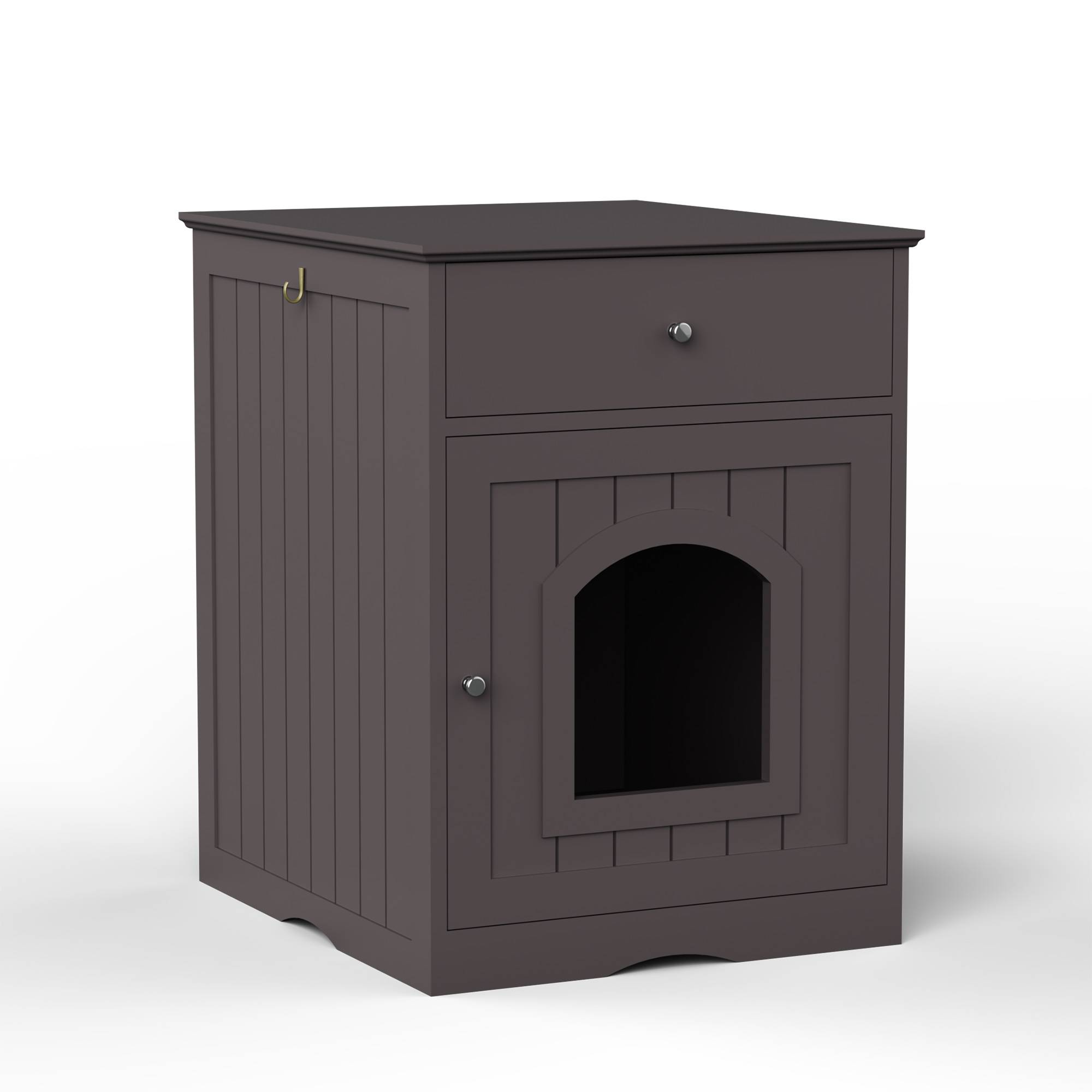 Wooden Pet House Cat Litter Box Enclosure With Drawer, Side Table Indoor Pet Crate — image 1