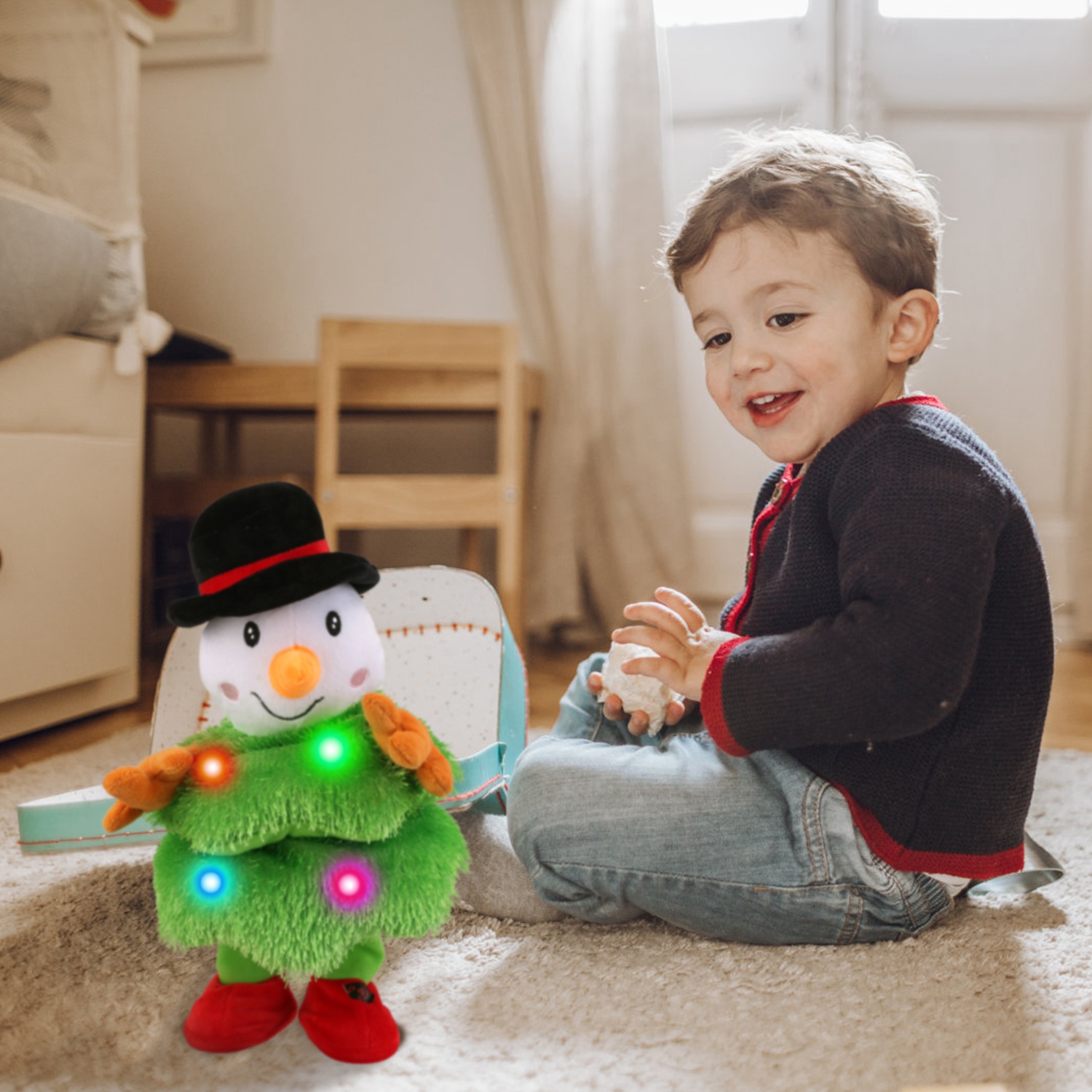 Plush de Elefante o Pinguino o Niño de Nieve con Movimientos Eléctricos que Baila, Canta y Habla Interactivamente con Canciones Divertidas para Regalos Navideños para Niños — imagen 17