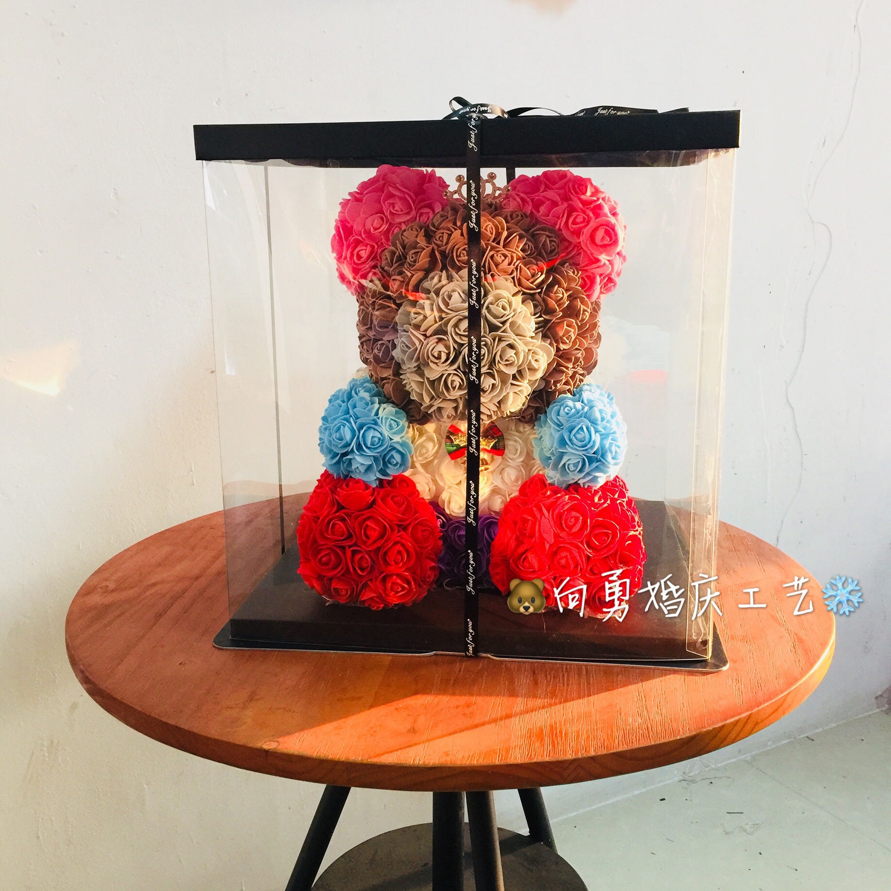 Creative Tanabata Valentine's Day Simulation Flowers Bear Eternal Flowers Foam Bear Roses Bear Gift Box Hug Bear — image 3