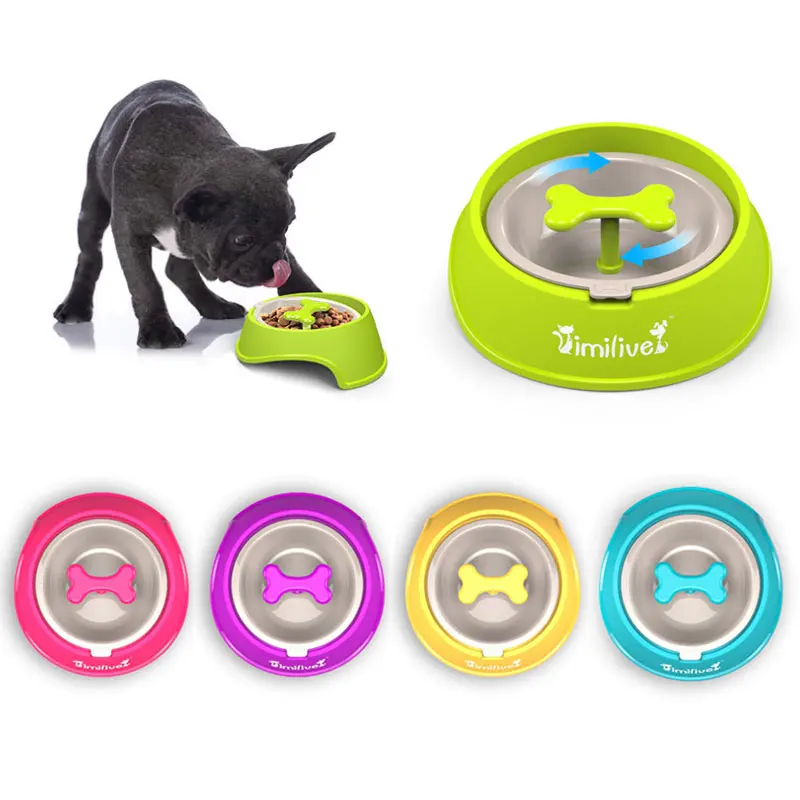 Rotary Anti Choke Pet Feeder dog Slow Eating Drink Bowl Bone Shaped Prevent Gluttony Obesity Anti-skid Pet Supply sport dish — image 1