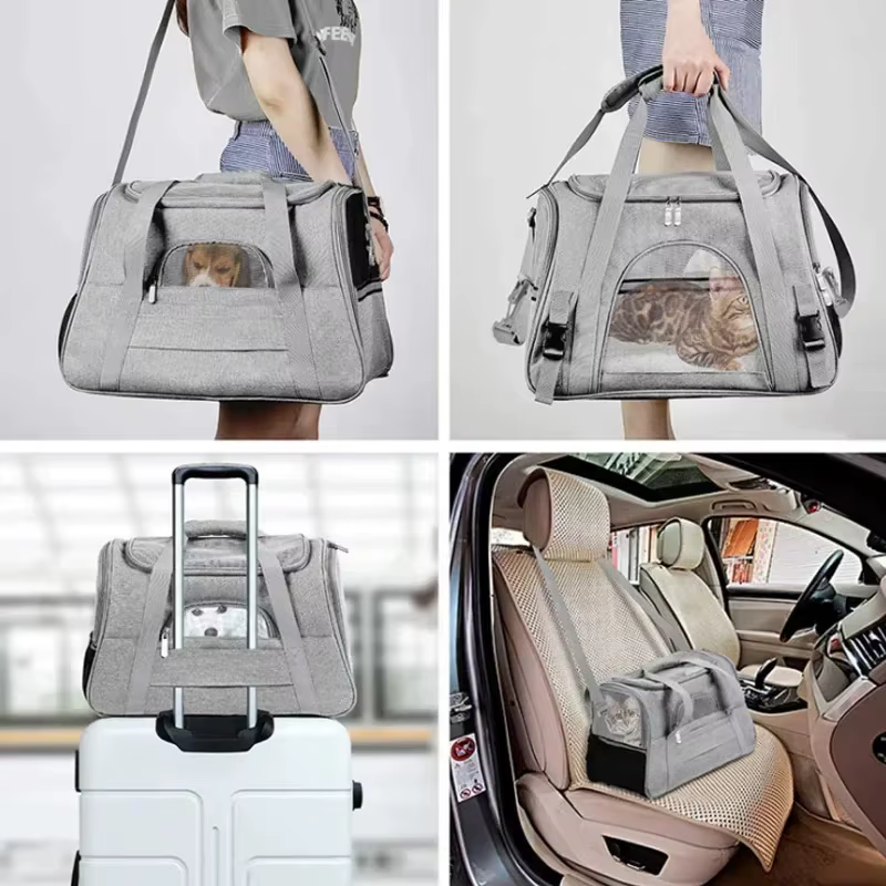 Transportador de mascotas de lado suave para gatos grandes y medianos, transportador de perros para gatos grandes y medianos y cachorros, viaje cómodo sin jaula — imagen 6