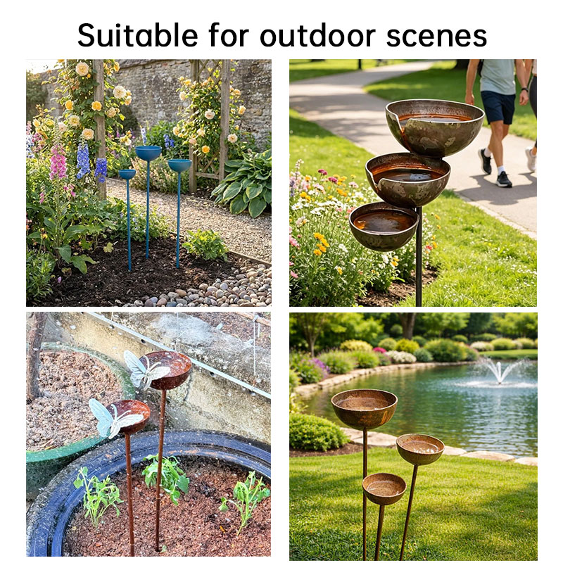 Vintage Iron Bird Bath - Rustic Garden Stake Water Bowl & Outdoor Decor — image 6