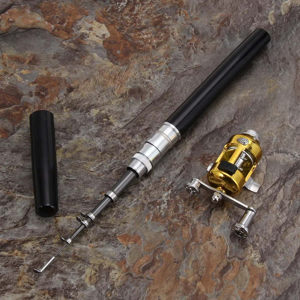 Outdoor Mini Fishing Rod Portable Pocket Telescopic Pole Pen Shape Folding Fishing Rod With Reel Wheel For River Lake Fishing — image 2