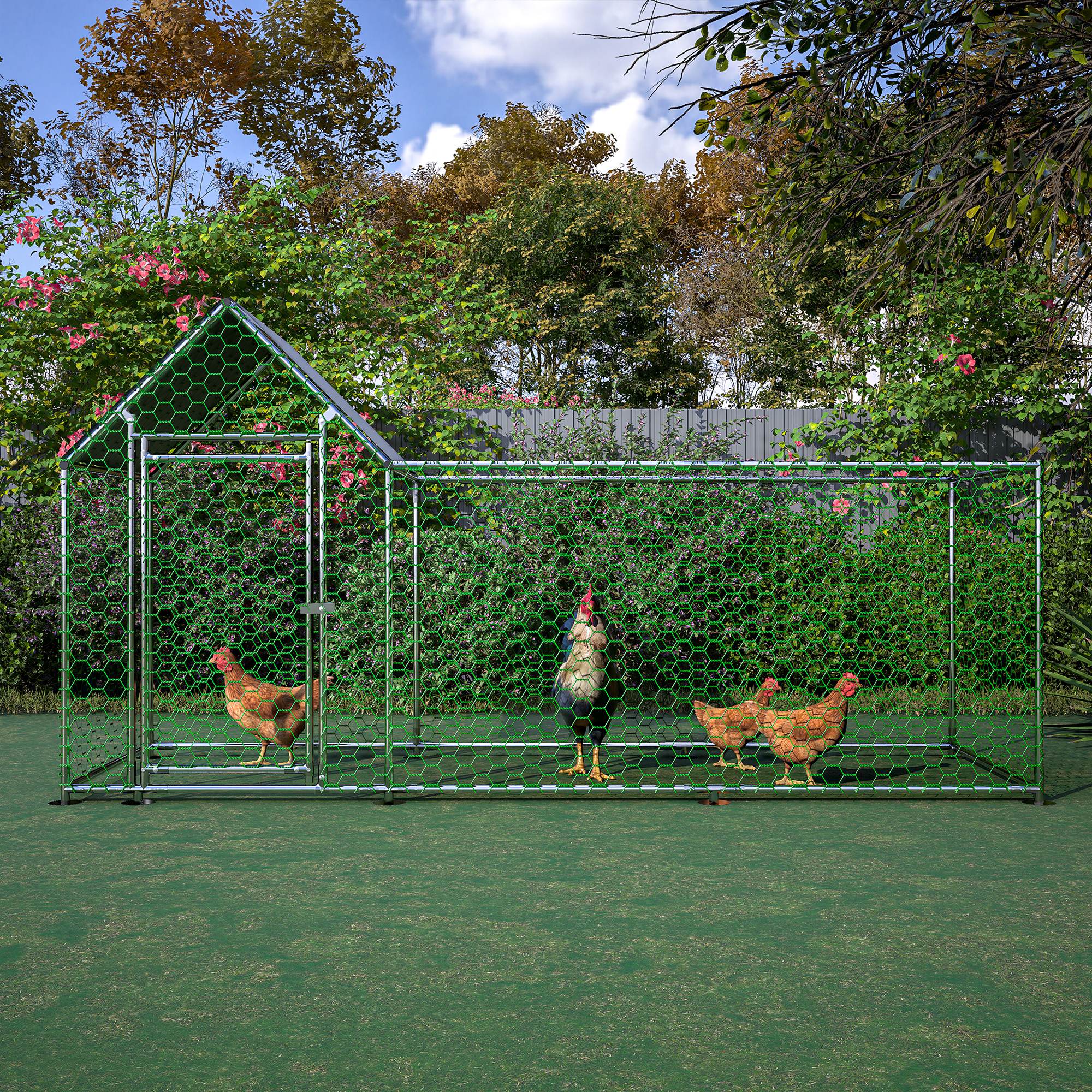 Metal Chicken Coop, Walk-in Chicken Run, Poultry Chicken Hen Pen Cage, Rabbits Duck Cages, With Cover — image 6