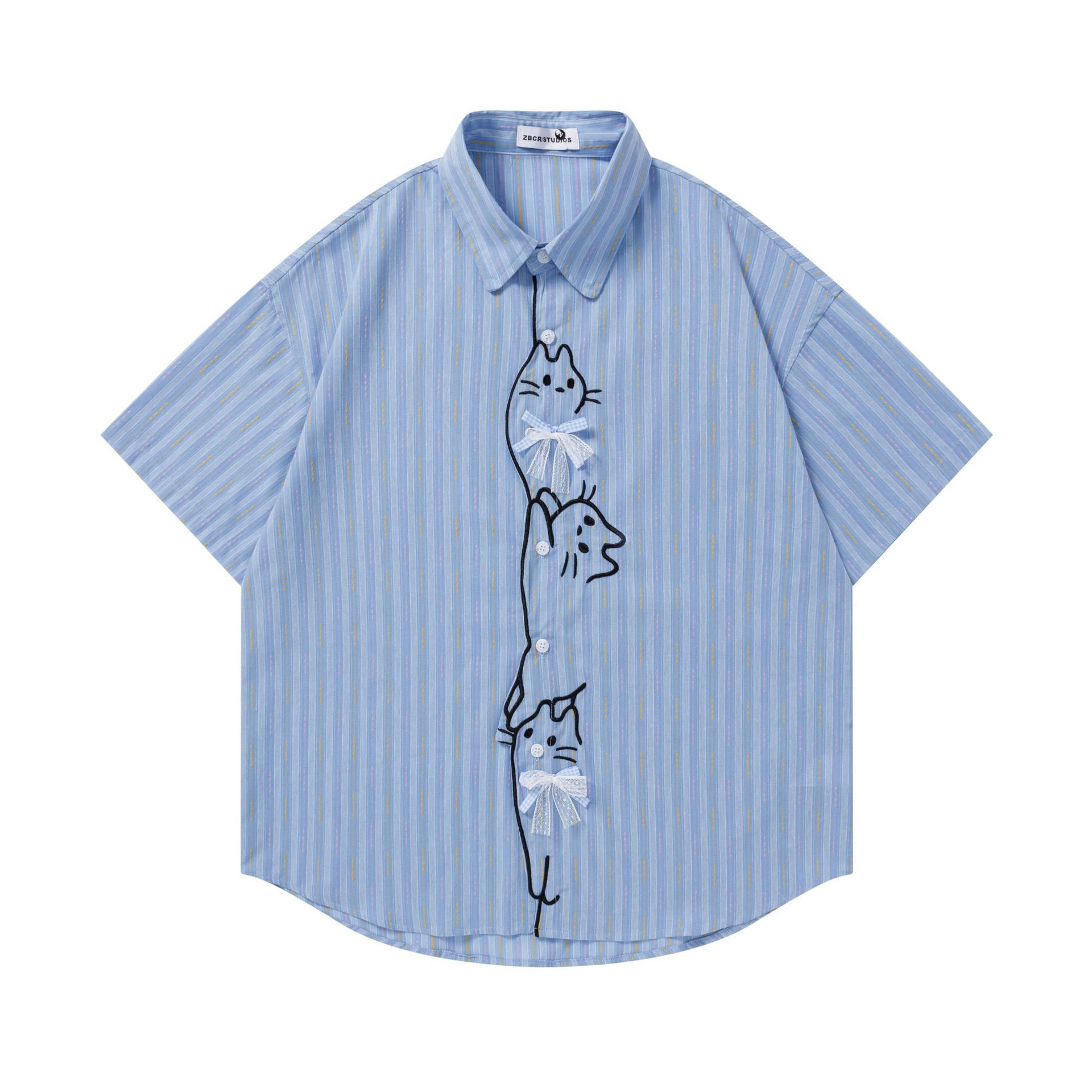 Camiseta corta manga con bordado de gatito adorable — imagen 8