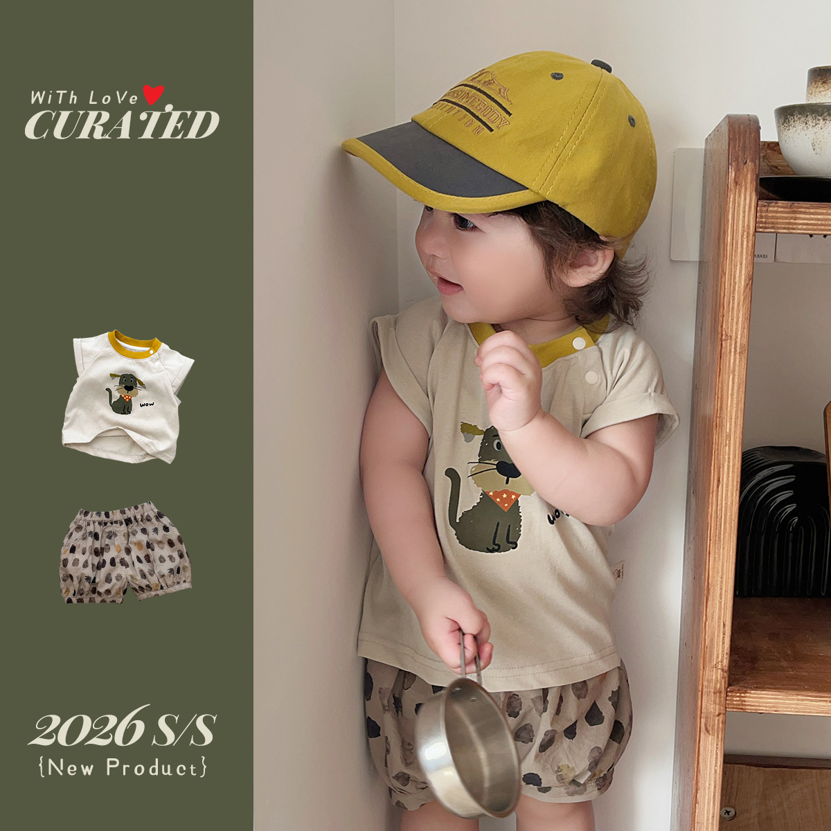 Camiseta de Manga Corta con Estampado de Perro para Bebé, Diseño Estampado Completo, Shorts Cómodos — imagen 6