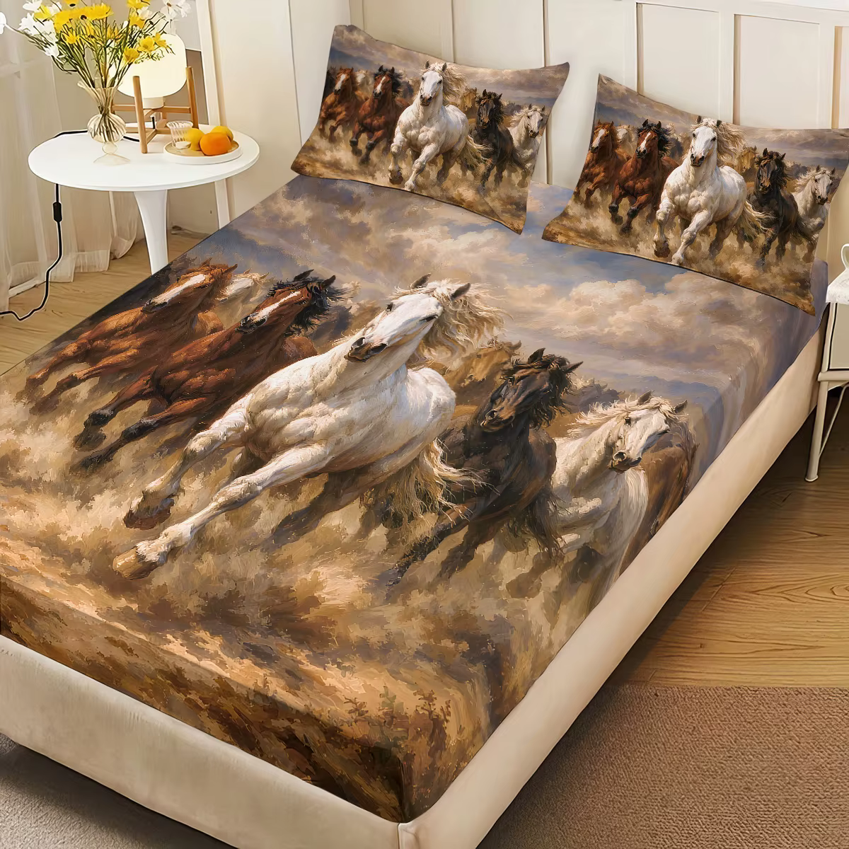 Juego de Sábanas sin Relleno con Estampado de Caballos 3 Piezas, Varios Tamaños, Ropa de Cama Suave y Cómoda, Decoración de Habitación, Lavable a Máquina — imagen 2