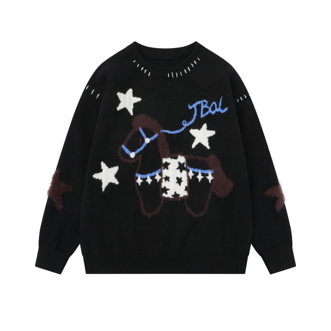 Knitted horse pattern sweater — image 4