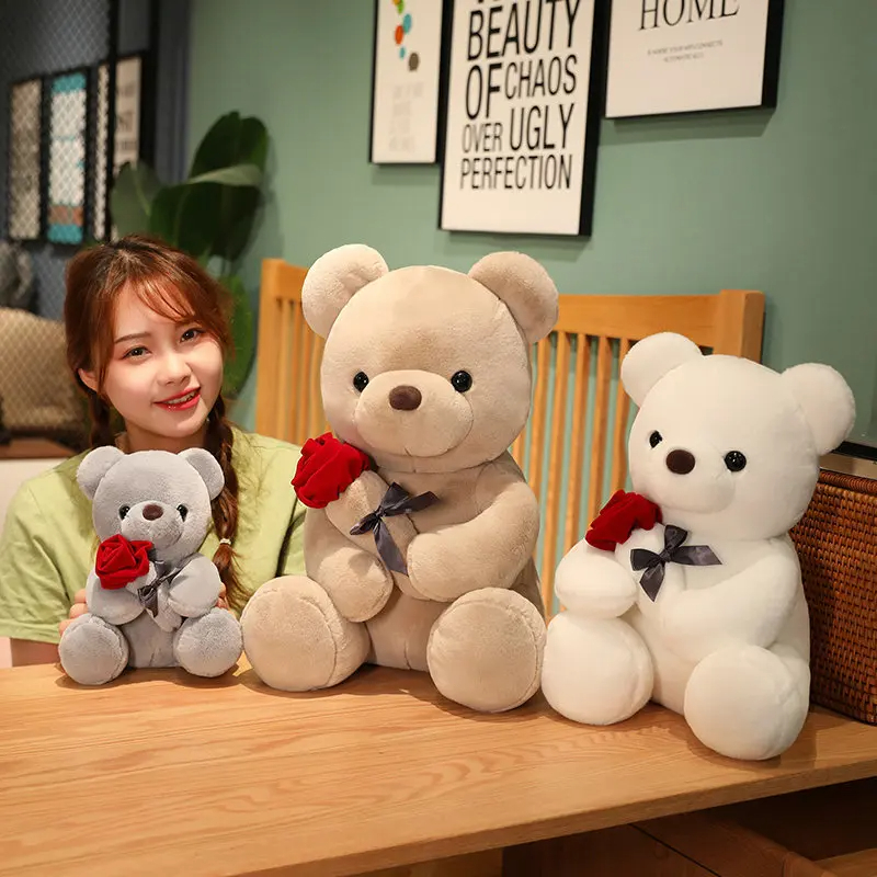 Nuevo Osito de Peluche Abrazable con Rosas 23-45cm, Almohada de Peluche Relleno, Muñeco de Animal Suave, Bonito Regalo de Cumpleaños para Novia, San Valentín — imagen 14