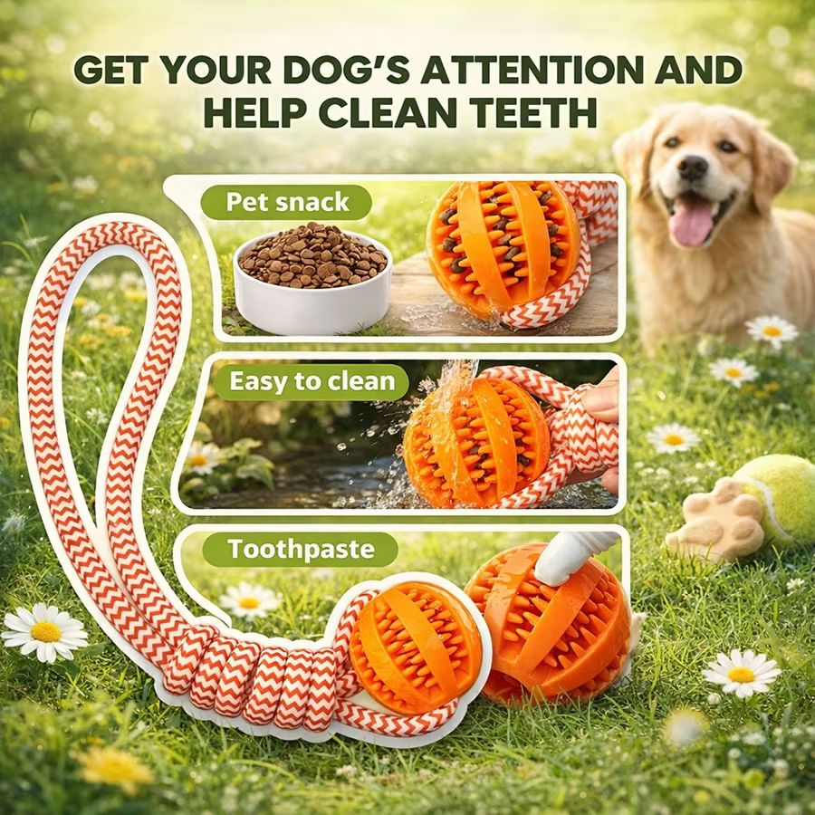 Pelota de Juguetes para Perros Azul Claro Duradera, Resistente a Bocados y Mordeduras, Limpieza Dental Interactiva — imagen 5