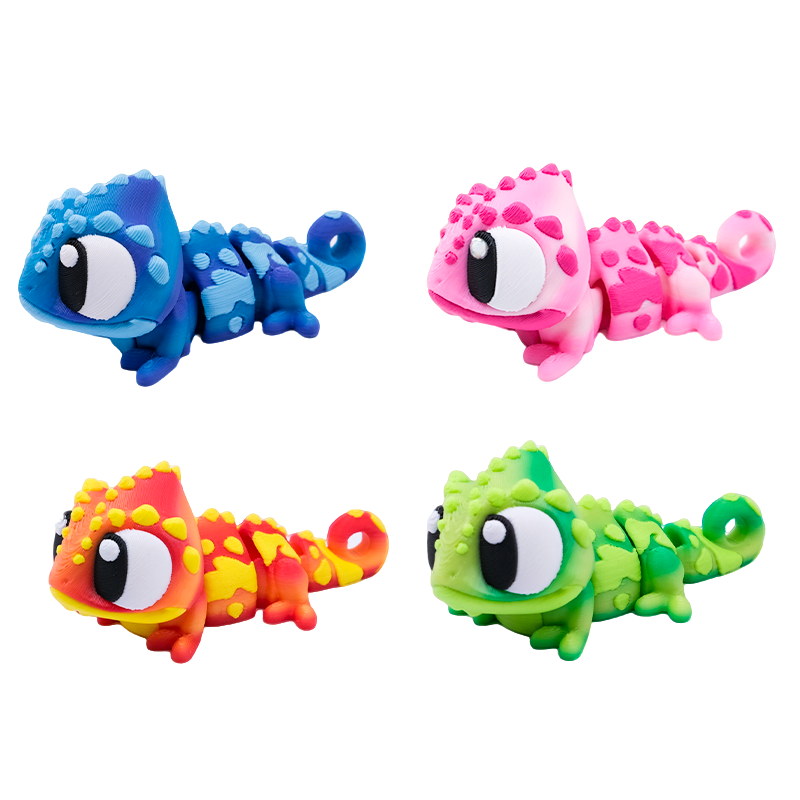 4PCS 3D Printed Chameleon Figurine Set, Articulated Flexible Mini Chameleons, Colorful Animal Desk Decor, Collectible Display Ornaments — image 6